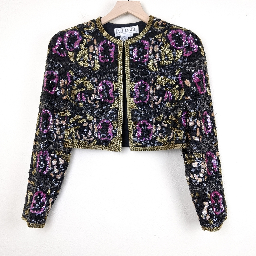 Vintage A.J. Bari Sequin Bolero Cropped Jacket